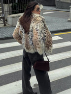 Leopard Print Faux Fur Coat With Plush Cozy Warmth - Nalani - UK Fashion Clothing and Decor