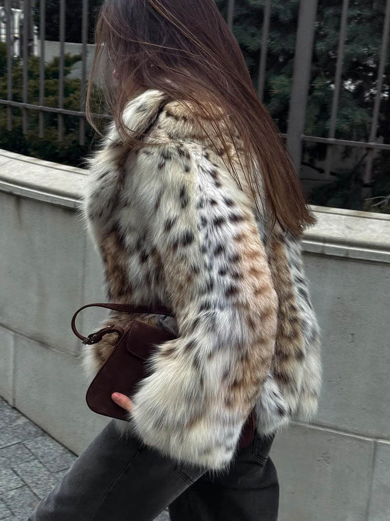 Leopard Print Faux Fur Coat With Plush Cozy Warmth - Nalani - UK Fashion Clothing and Decor