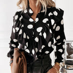 Leopard Print Polka Dot Long Sleeve Statement Blouse For Women - Nalani - UK and AUS Fashion Clothing and Decor
