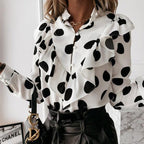 Leopard Print Polka Dot Long Sleeve Statement Blouse For Women - Nalani - UK and AUS Fashion Clothing and Decor