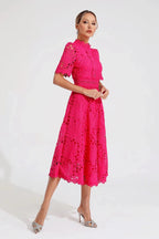 Liana | Elegant Lace Midi Dress For Women Wedding Guest Ready - Nalani - UK Fashion Clothing and Decor