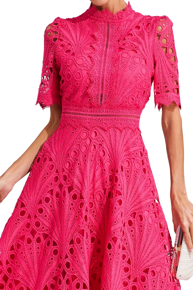 Liana | Elegant Lace Midi Dress For Women Wedding Guest Ready - Nalani - UK Fashion Clothing and Decor