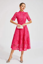 Liana | Elegant Lace Midi Dress For Women Wedding Guest Ready - Nalani - UK Fashion Clothing and Decor
