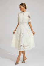 Liana | Elegant Lace Midi Dress For Women Wedding Guest Ready - Nalani - UK Fashion Clothing and Decor