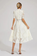 Liana | Elegant Lace Midi Dress For Women Wedding Guest Ready - Nalani - UK Fashion Clothing and Decor
