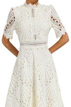 Liana | Elegant Lace Midi Dress For Women Wedding Guest Ready - Nalani - UK Fashion Clothing and Decor