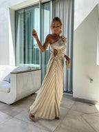 Liana | One Shoulder Pleated Dress for Formal Evening Events - Nalani - UK Fashion Clothing and Decor