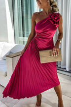 Liana | One Shoulder Pleated Dress for Formal Evening Events - Nalani - UK Fashion Clothing and Decor
