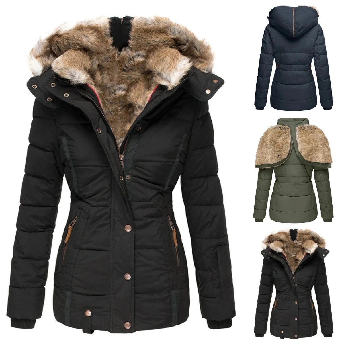 Liana | Women’s Down Puffer Winter Jacket with Faux Fur Hood – Warm, Waterproof & Insulated Winter Coat - Nalani - UK Fashion Clothing and Decor
