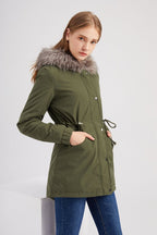 Liana | Women’s Parka Coat – Mid - Length Regular Fit – Faux Fur Hood – Insulated – Adjustable Waist - Nalani - UK Fashion Clothing and Decor