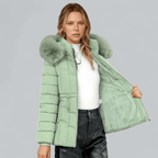 Liana | Women’s Parka Coat – Quilted Insulated – Tailored Fit – Faux Fur Hood – Mid Length - Nalani - UK Fashion Clothing and Decor