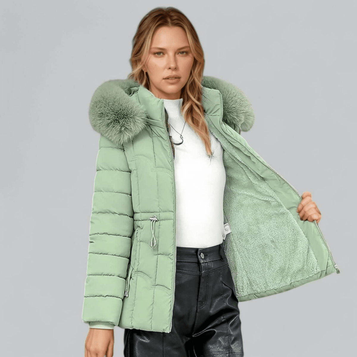 Liana | Women’s Parka Coat – Quilted Insulated – Tailored Fit – Faux Fur Hood – Mid Length - Nalani - UK Fashion Clothing and Decor