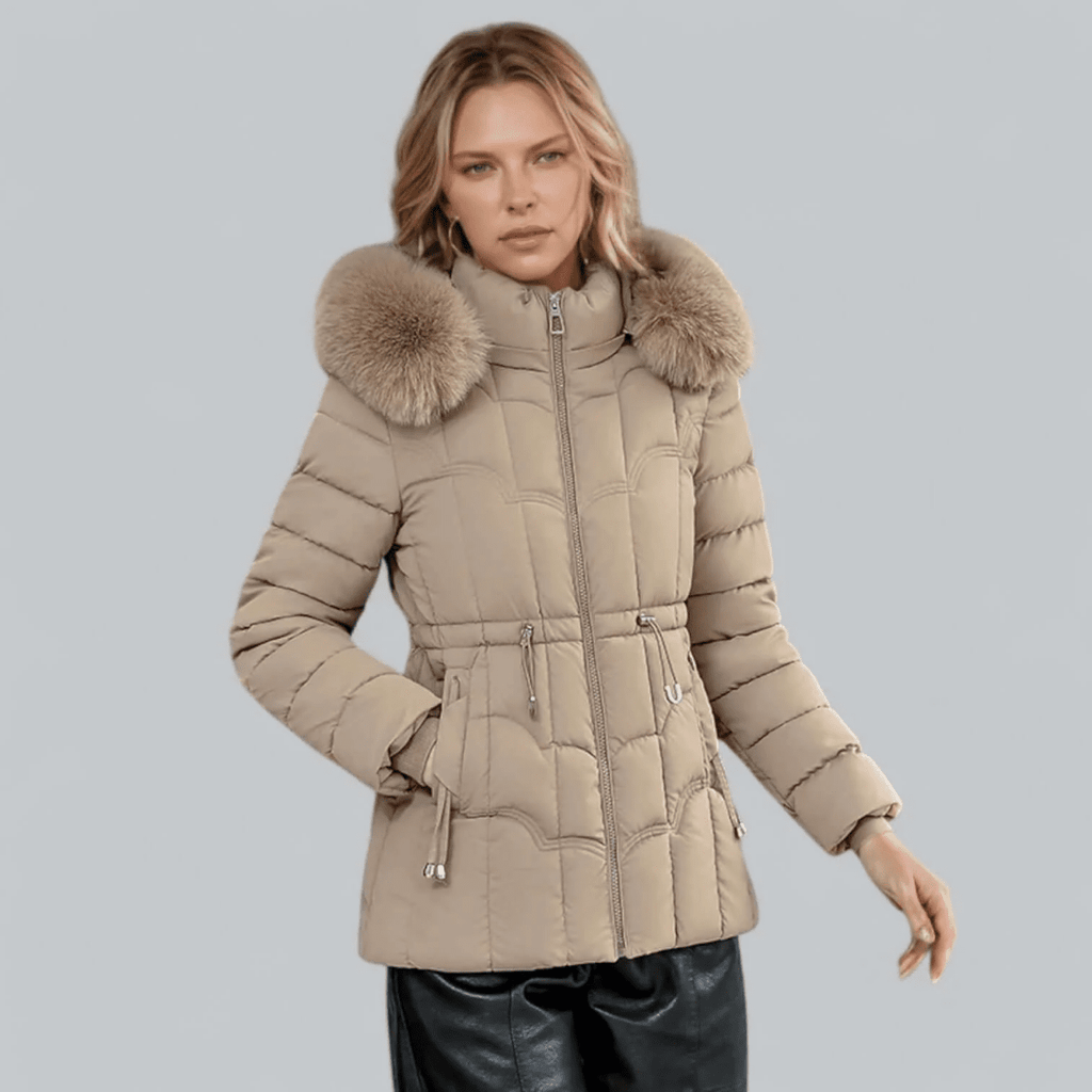 Liana | Women’s Parka Coat – Quilted Insulated – Tailored Fit – Faux Fur Hood – Mid Length - Nalani - UK Fashion Clothing and Decor