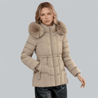 Liana | Women’s Parka Coat – Quilted Insulated – Tailored Fit – Faux Fur Hood – Mid Length - Nalani - UK Fashion Clothing and Decor