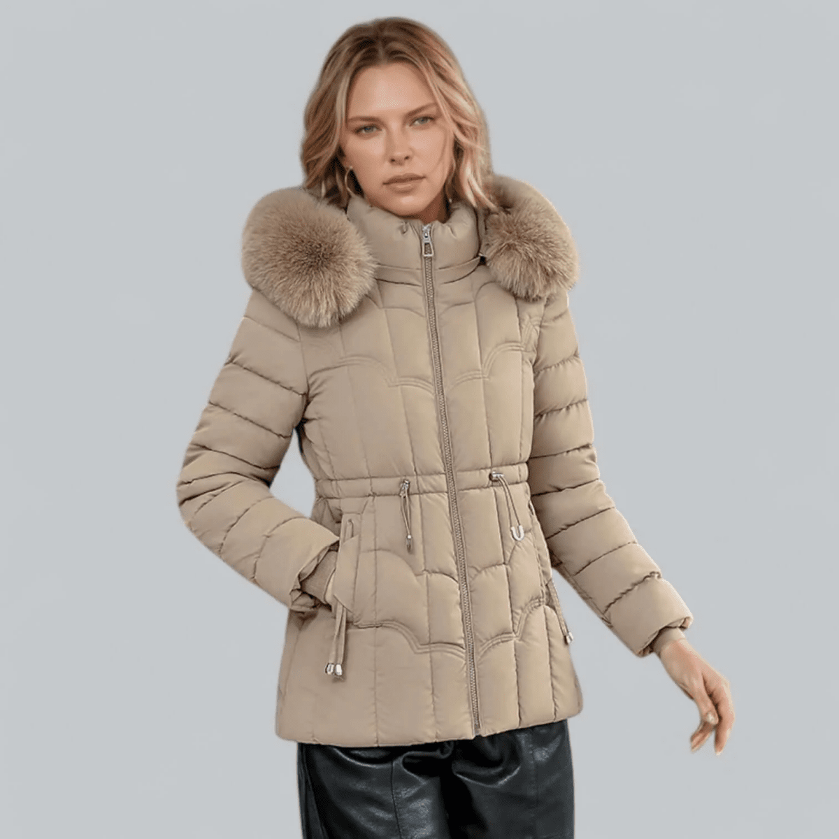 Liana | Women’s Parka Coat – Quilted Insulated – Tailored Fit – Faux Fur Hood – Mid Length - Nalani - UK Fashion Clothing and Decor