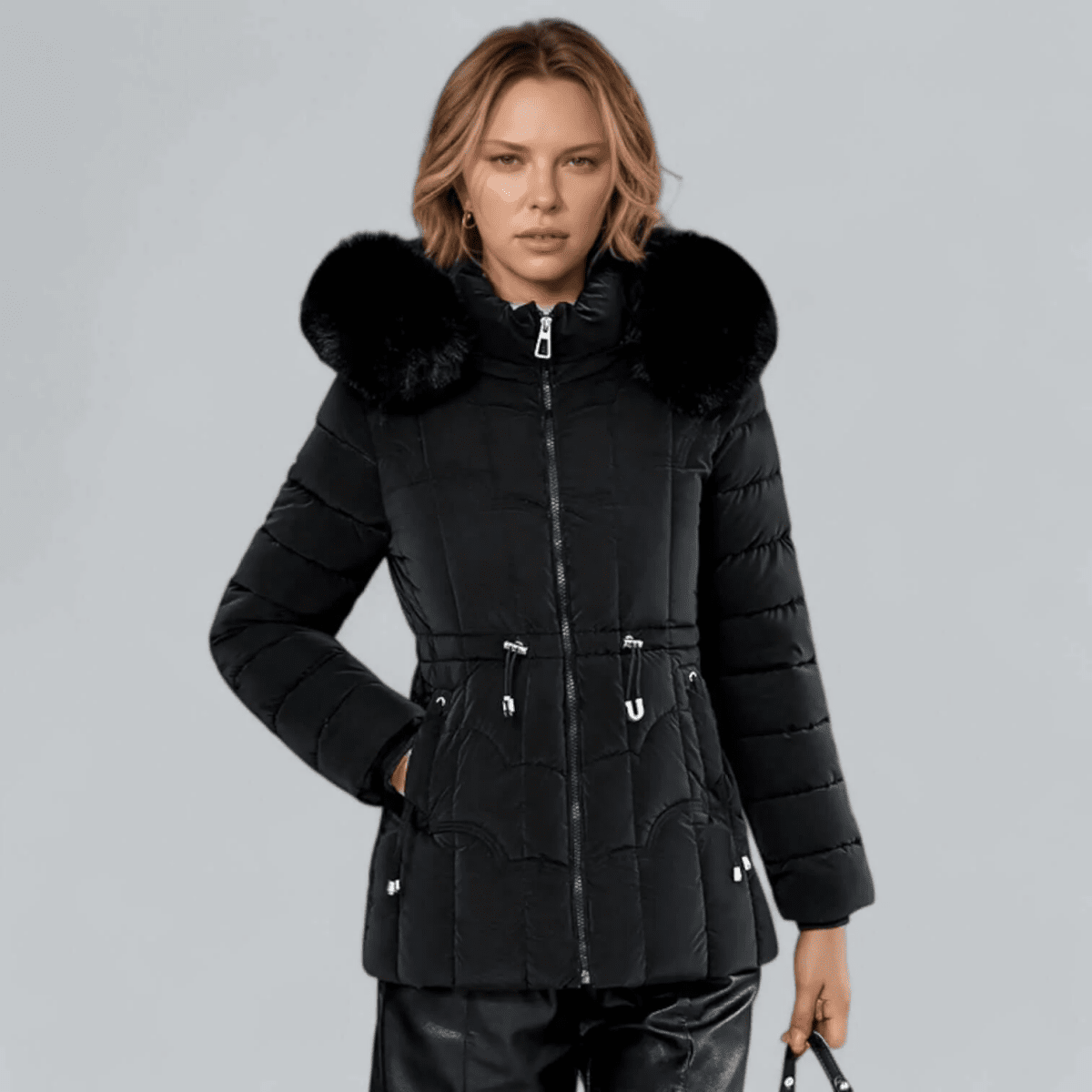 Liana | Women’s Parka Coat – Quilted Insulated – Tailored Fit – Faux Fur Hood – Mid Length - Nalani - UK Fashion Clothing and Decor
