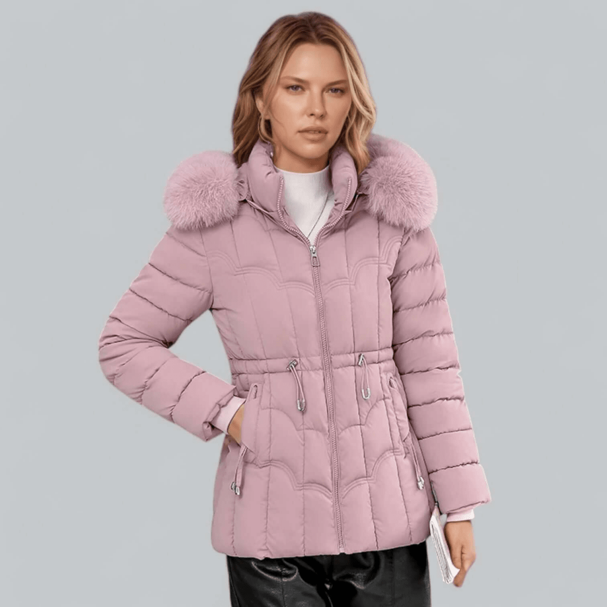 Liana | Women’s Parka Coat – Quilted Insulated – Tailored Fit – Faux Fur Hood – Mid Length - Nalani - UK Fashion Clothing and Decor