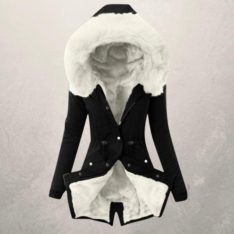 Liana | Women’s Parka Winter Jacket – Mid - Length Fit – Faux Fur Lined – Hooded with Button Closure - Nalani - UK Fashion Clothing and Decor