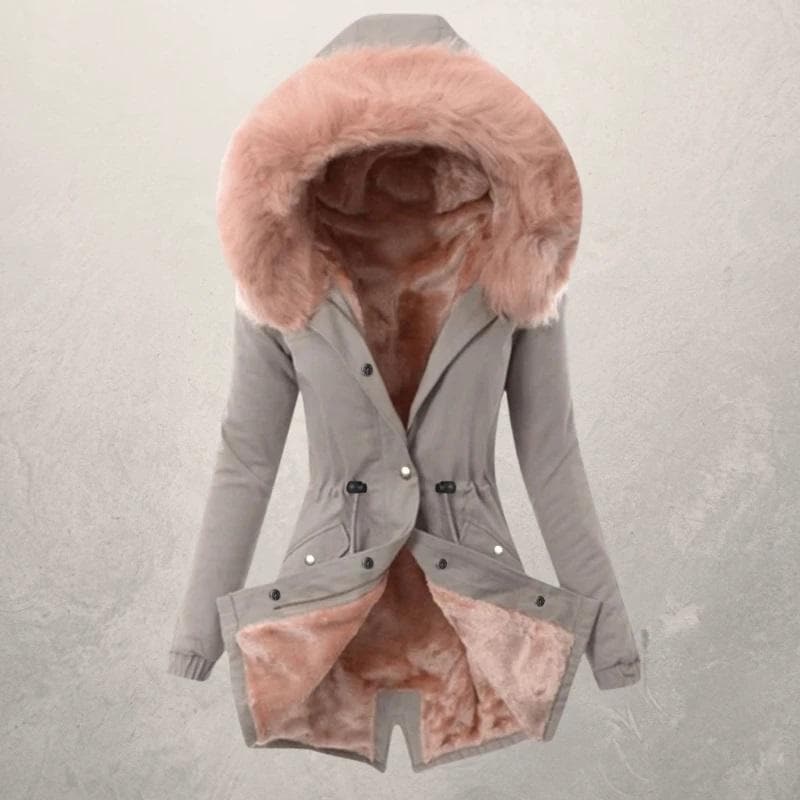 Liana | Women’s Parka Winter Jacket – Mid - Length Fit – Faux Fur Lined – Hooded with Button Closure - Nalani - UK Fashion Clothing and Decor