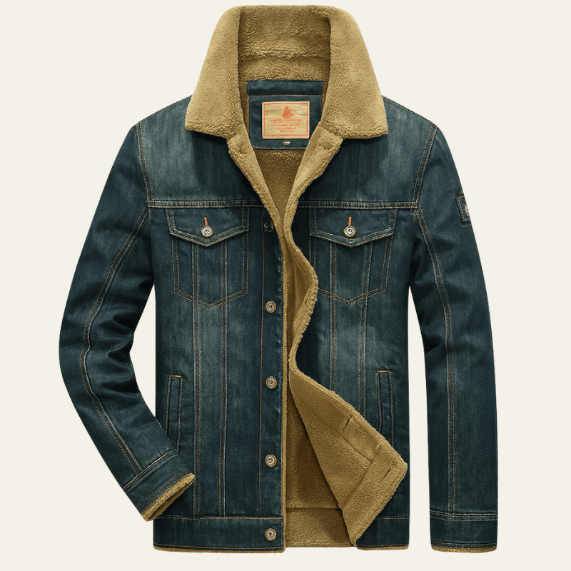 Lined Denim Jacket for Men Button Front Winter Outerwear - Nalani - UK Fashion Clothing and Decor