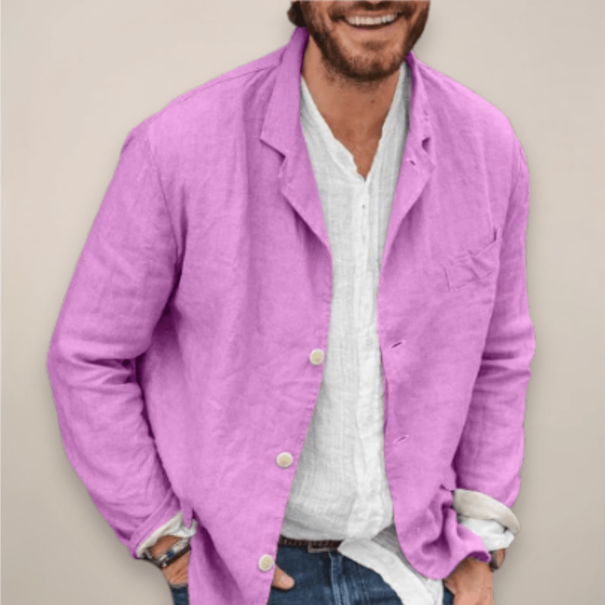 Linen Blazer Jacket For Men Breathable Relaxed Fit Everyday - Nalani - Fashion Clothing and Decor