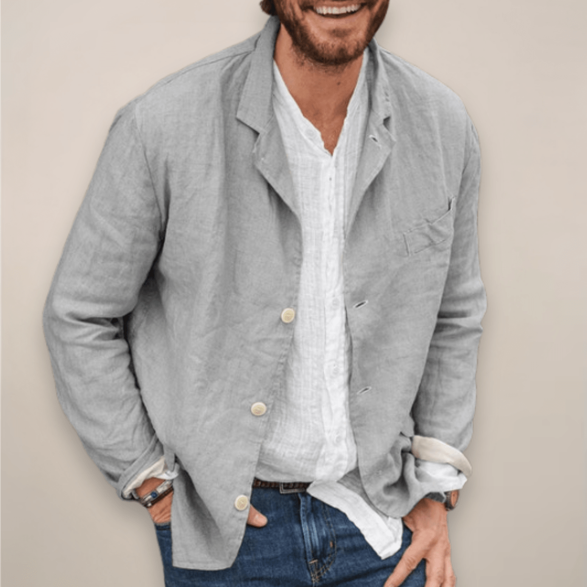 Linen Blazer Jacket For Men Breathable Relaxed Fit Everyday - Nalani - Fashion Clothing and Decor