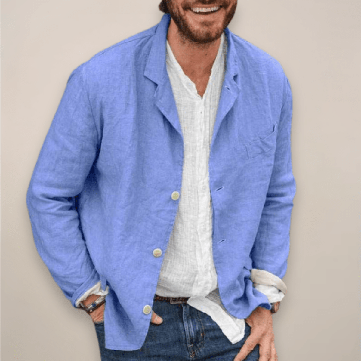 Linen Blazer Jacket For Men Breathable Relaxed Fit Everyday - Nalani - Fashion Clothing and Decor