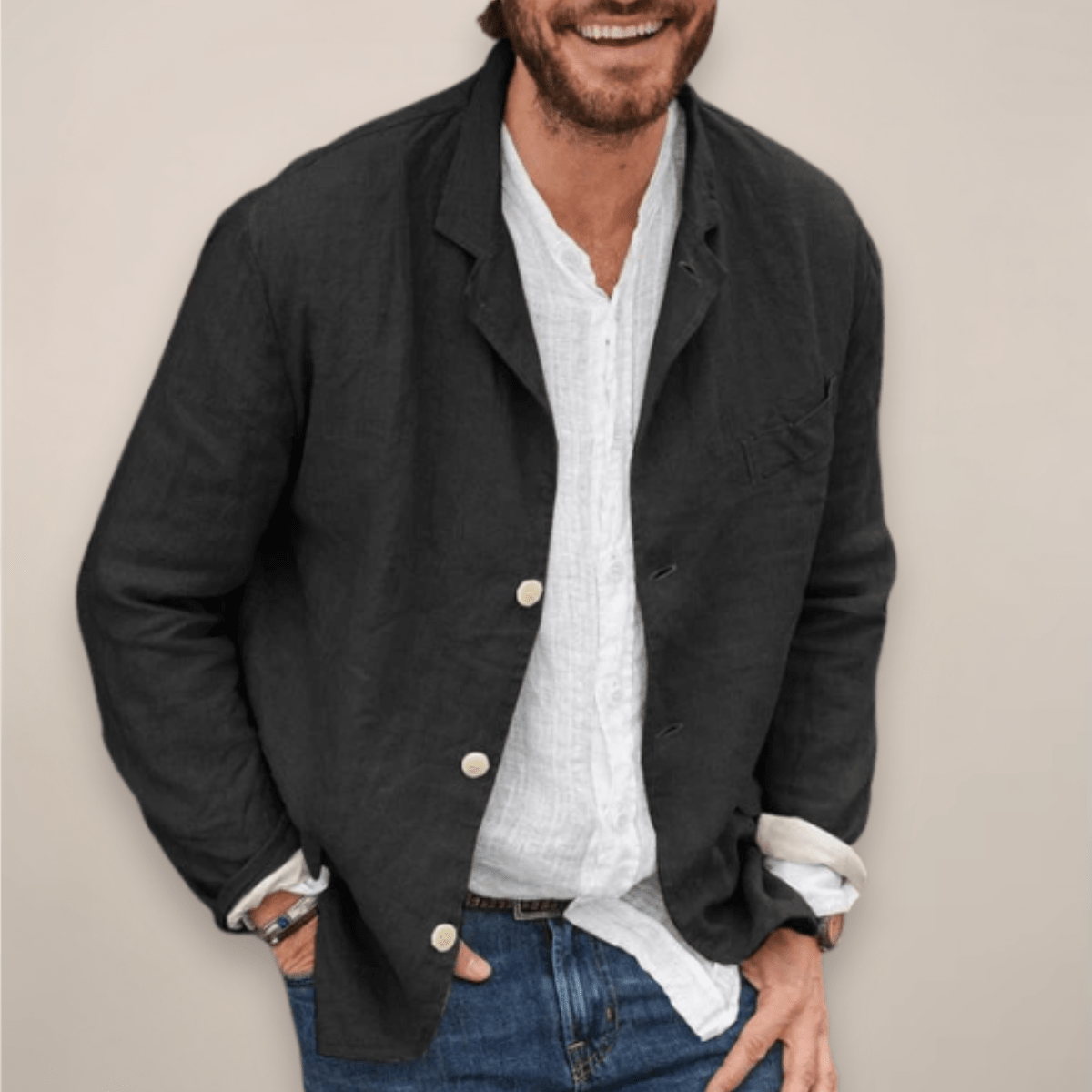Linen Blazer Jacket For Men Breathable Relaxed Fit Everyday - Nalani - Fashion Clothing and Decor