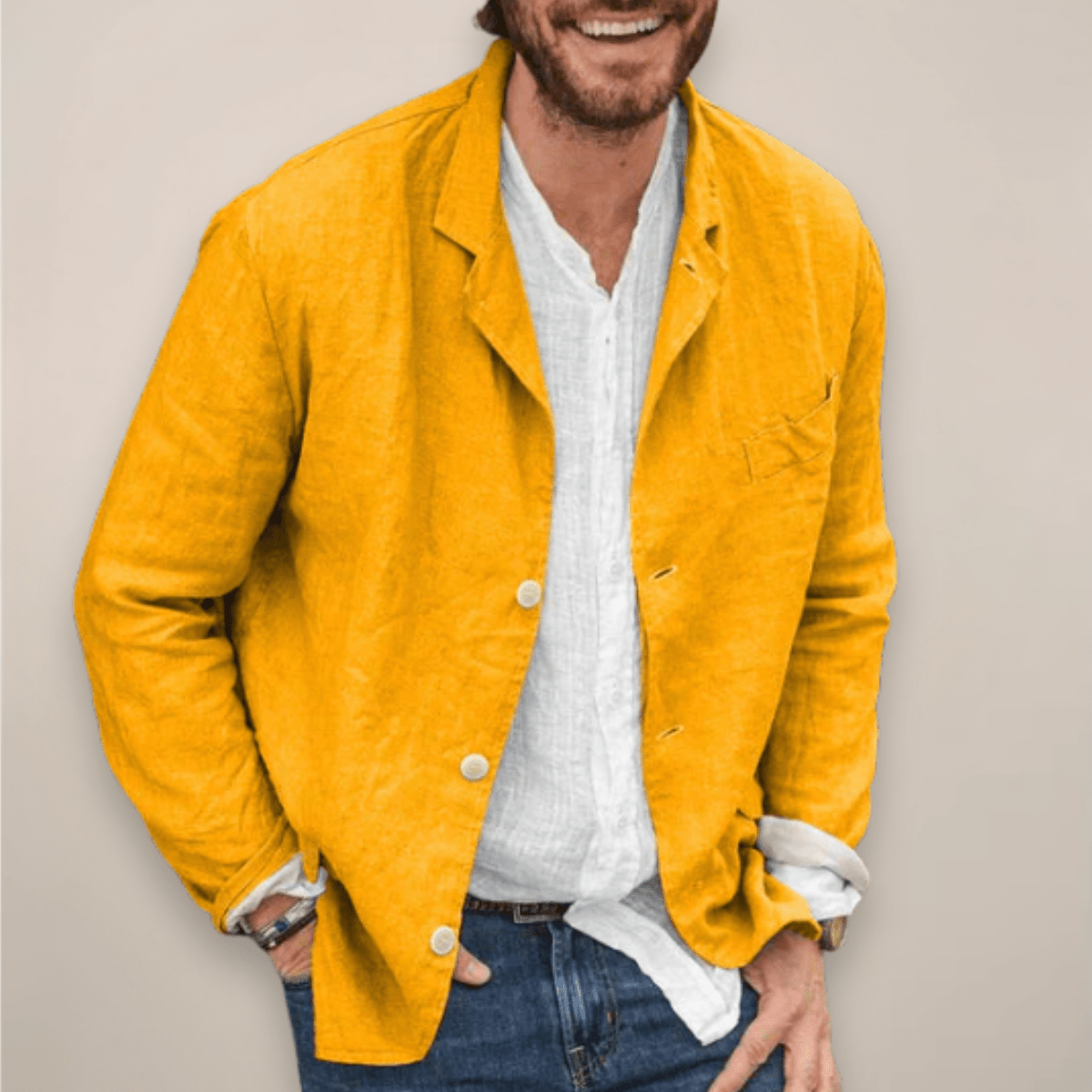 Linen Blazer Jacket For Men Breathable Relaxed Fit Everyday - Nalani - Fashion Clothing and Decor