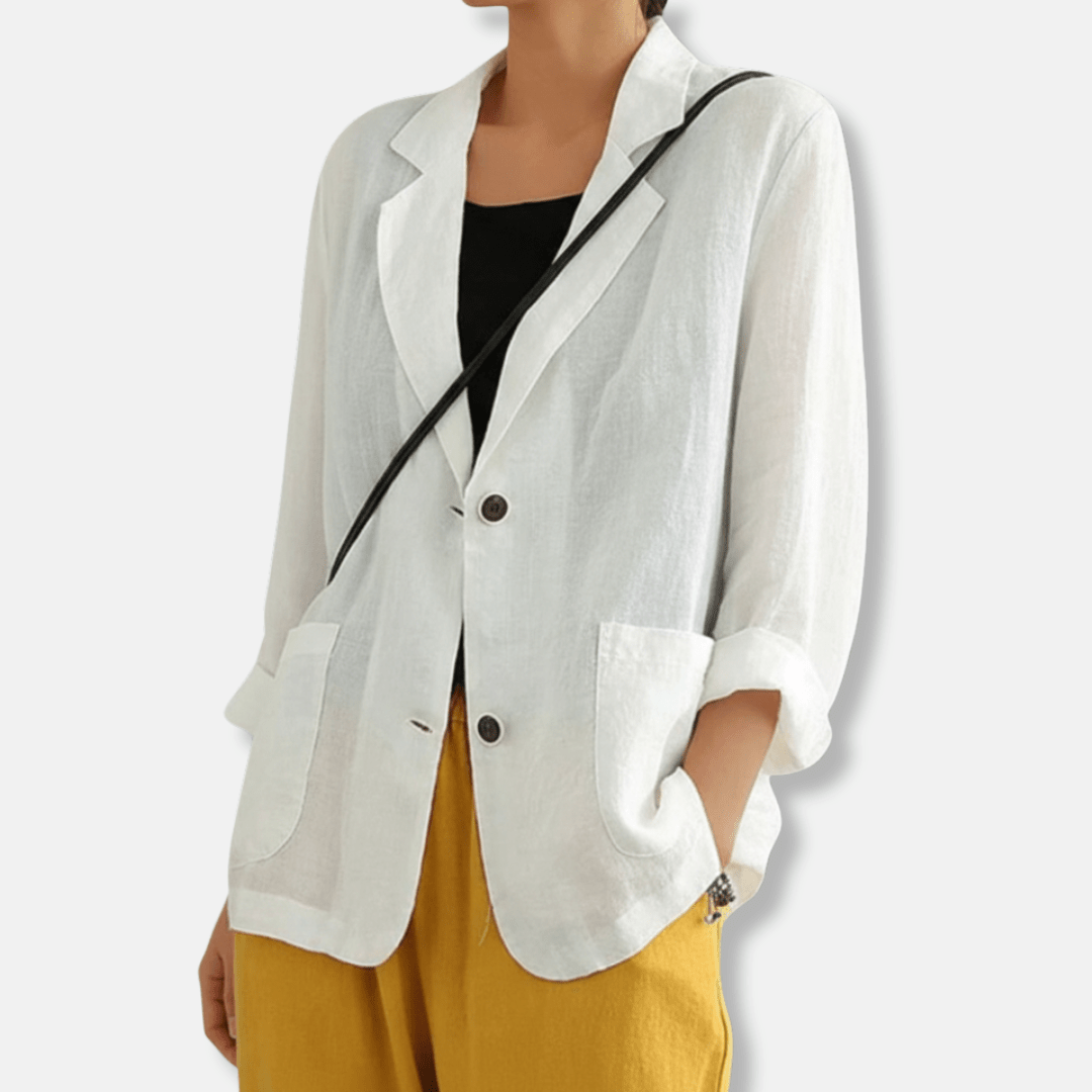 Linen Blend Blazer for Effortless Summer Layering and Travel - Nalani - UK and AUS Fashion Clothing and Decor