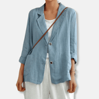 Linen Blend Blazer for Effortless Summer Layering and Travel - Nalani - UK and AUS Fashion Clothing and Decor