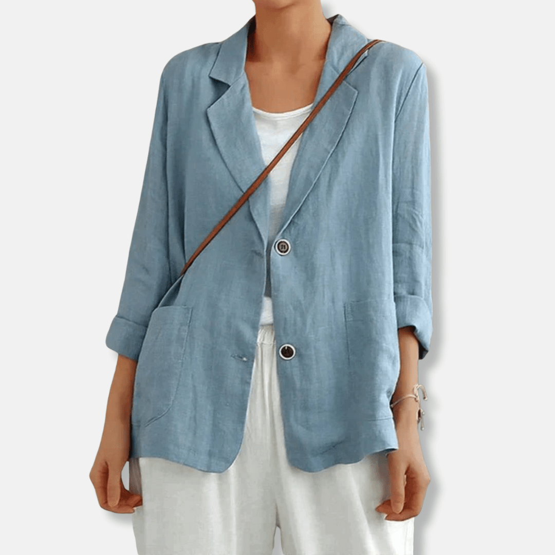 Linen Blend Blazer for Effortless Summer Layering and Travel - Nalani - UK and AUS Fashion Clothing and Decor