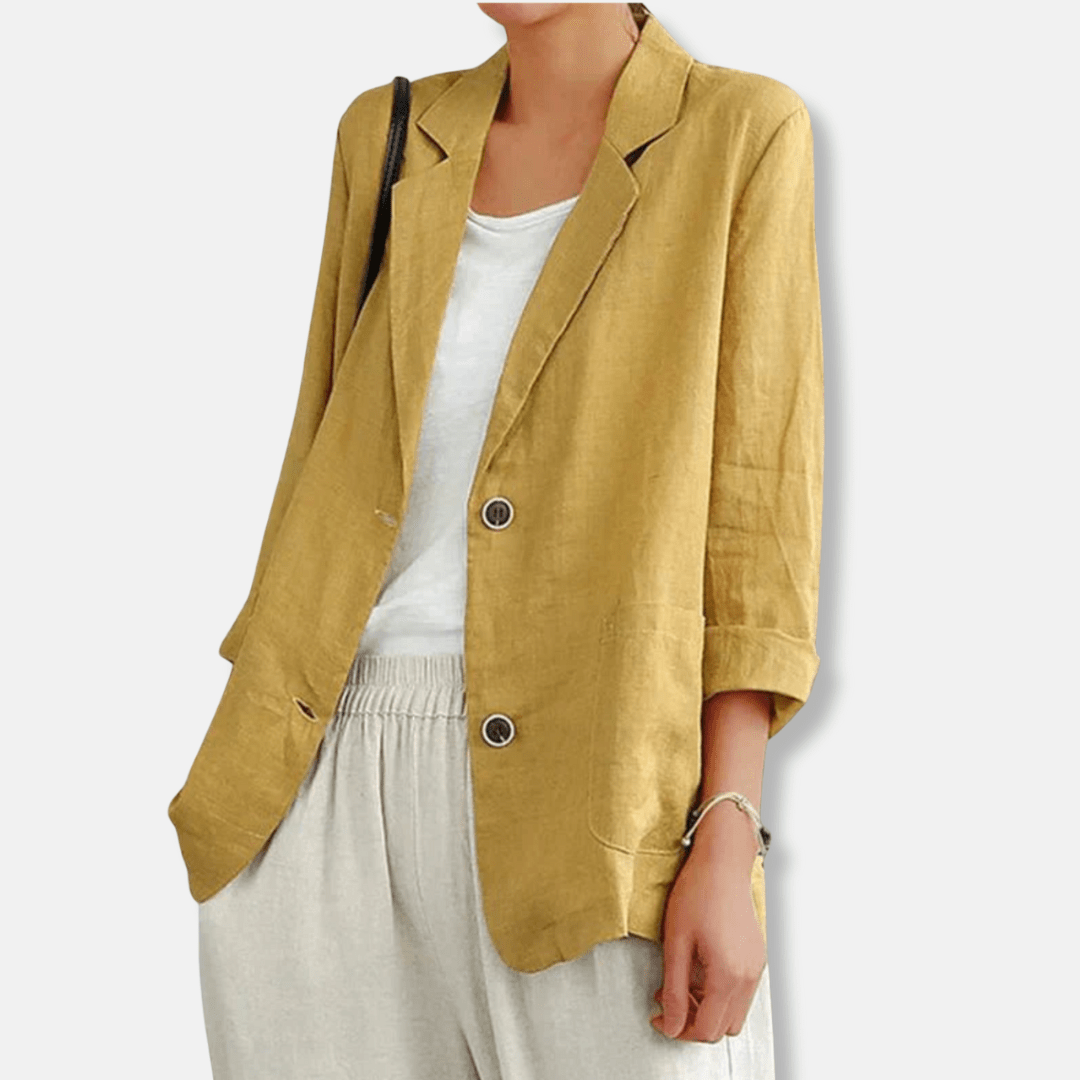 Linen Blend Blazer for Effortless Summer Layering and Travel - Nalani - UK and AUS Fashion Clothing and Decor