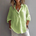Linen Blend Button Up Tunic Shirt for Women Relaxed Fit Summer - Nalani - UK and AUS Fashion Clothing and Decor