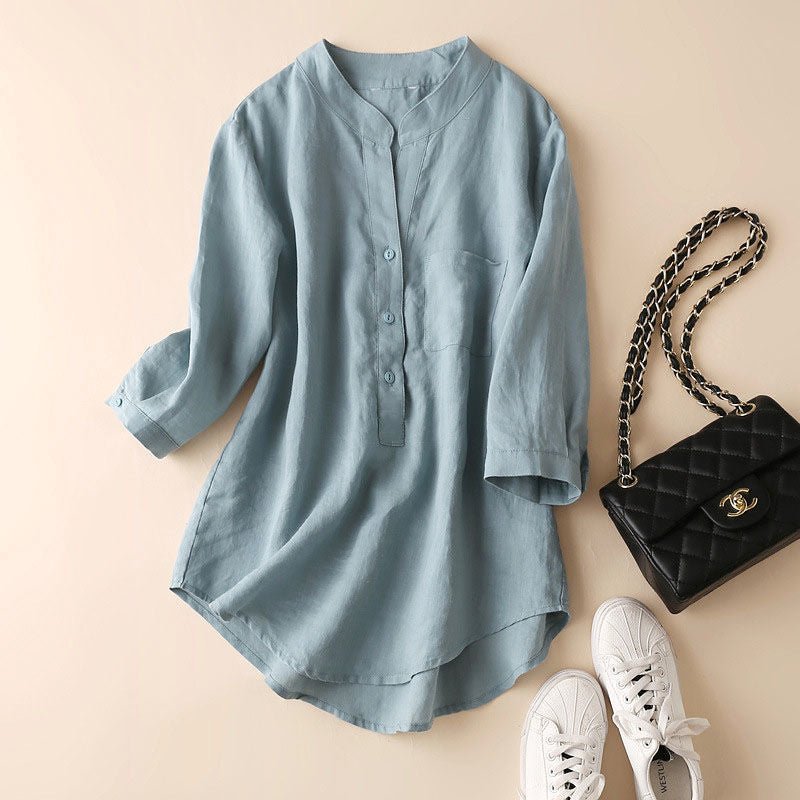 Linen Blend Summer Tunic Blouse Lightweight Chic Style - Nalani - UK and AUS Fashion Clothing and Decor