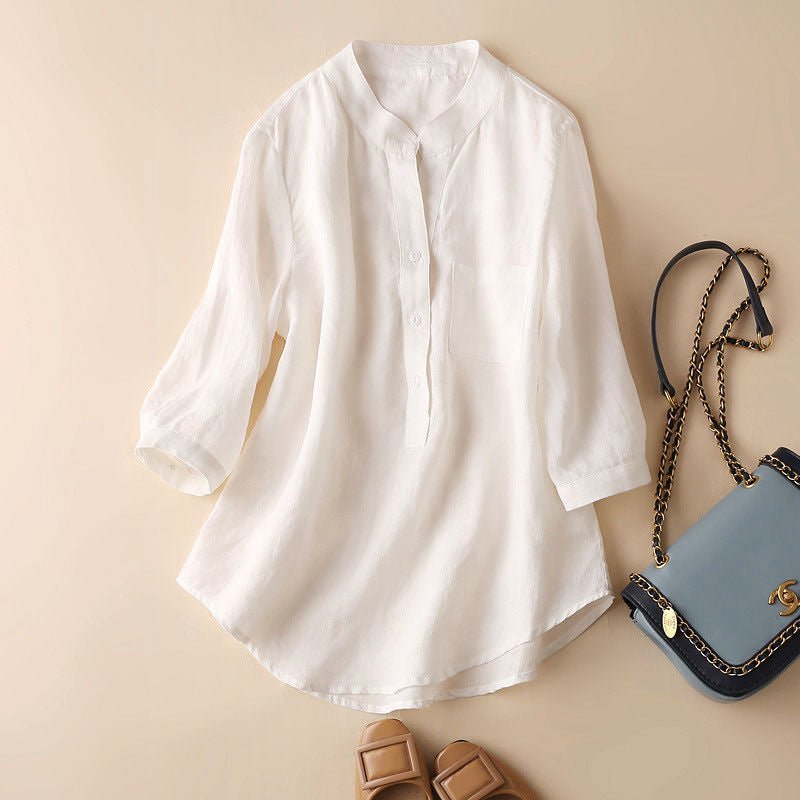 Linen Blend Summer Tunic Blouse Lightweight Chic Style - Nalani - UK and AUS Fashion Clothing and Decor