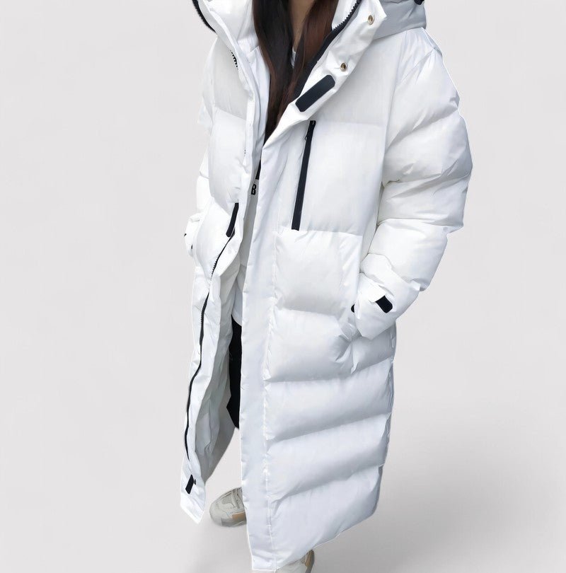 Long Black Waterproof Hooded Puffer Parka Jacket For Women - Nalani - UK Fashion Clothing and Decor