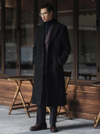 Long Warm Black Trench Coat For Men Wool Blend Winter Ready - Nalani - UK Fashion Clothing and Decor