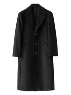 Long Warm Black Trench Coat For Men Wool Blend Winter Ready - Nalani - UK Fashion Clothing and Decor