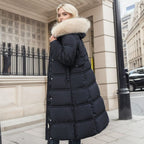 Long Winter Coat For Women With Fur Collar And Belt - Nalani - UK Fashion Clothing and Decor