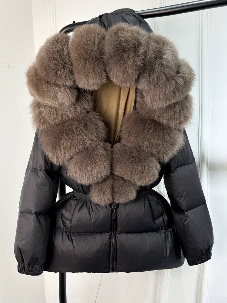 Long Winter Puffer Jacket With Fur Hood For Women Deluxe - Nalani - UK Fashion Clothing and Decor