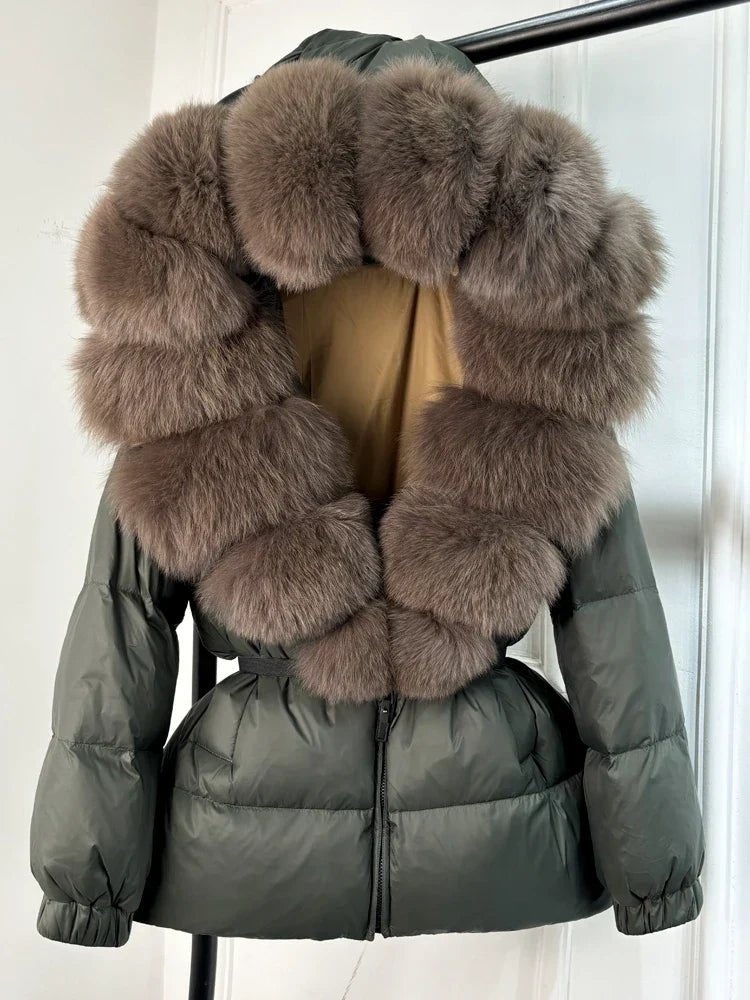 Long Winter Puffer Jacket With Fur Hood For Women Deluxe - Nalani - UK Fashion Clothing and Decor