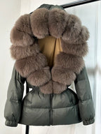 Long Winter Puffer Jacket With Fur Hood For Women Deluxe - Nalani - UK Fashion Clothing and Decor