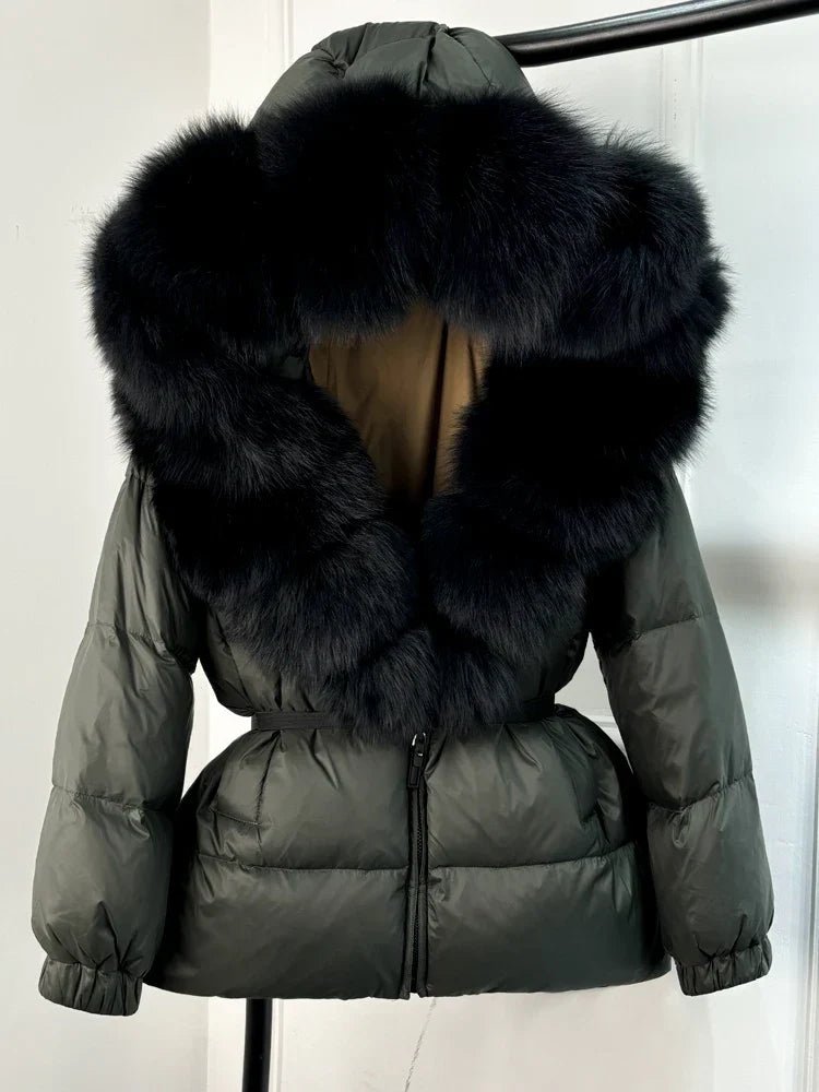 Long Winter Puffer Jacket With Fur Hood For Women Deluxe - Nalani - UK Fashion Clothing and Decor