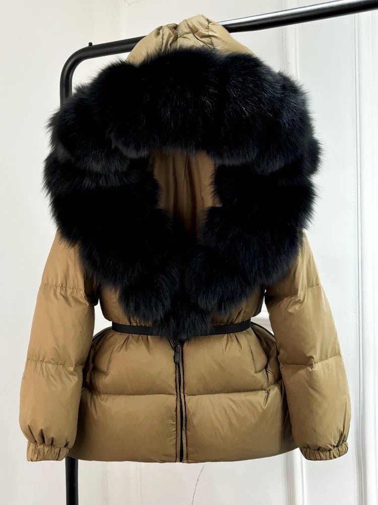 Long Winter Puffer Jacket With Fur Hood For Women Deluxe - Nalani - UK Fashion Clothing and Decor
