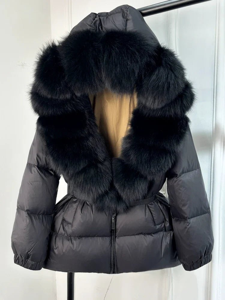 Long Winter Puffer Jacket With Fur Hood For Women Deluxe - Nalani - UK Fashion Clothing and Decor