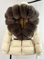 Long Winter Puffer Jacket With Fur Hood For Women Deluxe - Nalani - UK Fashion Clothing and Decor