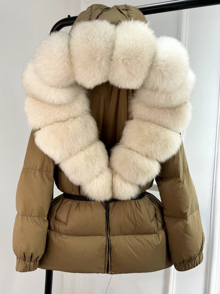 Long Winter Puffer Jacket With Fur Hood For Women Deluxe - Nalani - UK Fashion Clothing and Decor