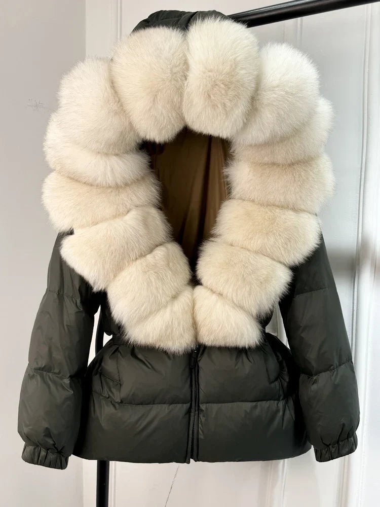 Long Winter Puffer Jacket With Fur Hood For Women Deluxe - Nalani - UK Fashion Clothing and Decor