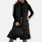 Longline Puffer Vest For Women Warm Winter Layering Outerwear - Nalani - UK Fashion Clothing and Decor